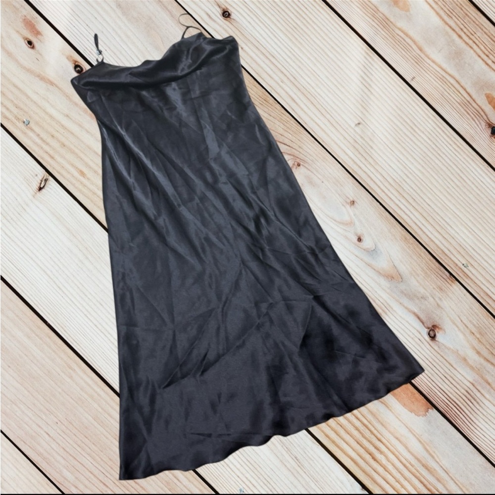 Bebe M black satin midi slip dress - Picture 2 of 9